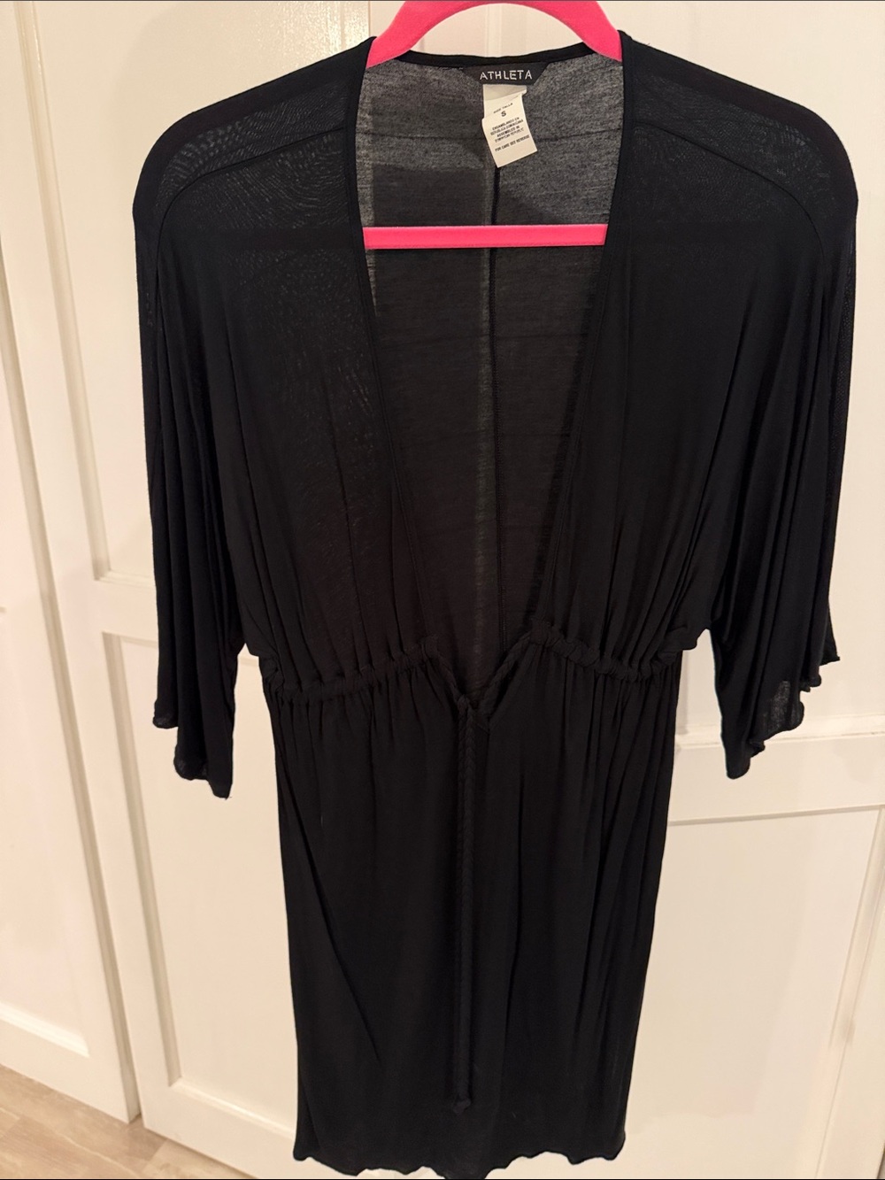 Athleta Black Lightweight Open-Front Robe coverup with Waist Tie